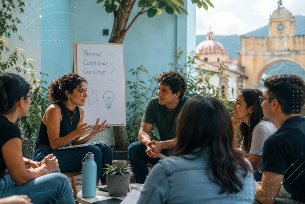 Jóvenes participando en un espacio de diálogo y pensamiento crítico de Humanistas Guatemala