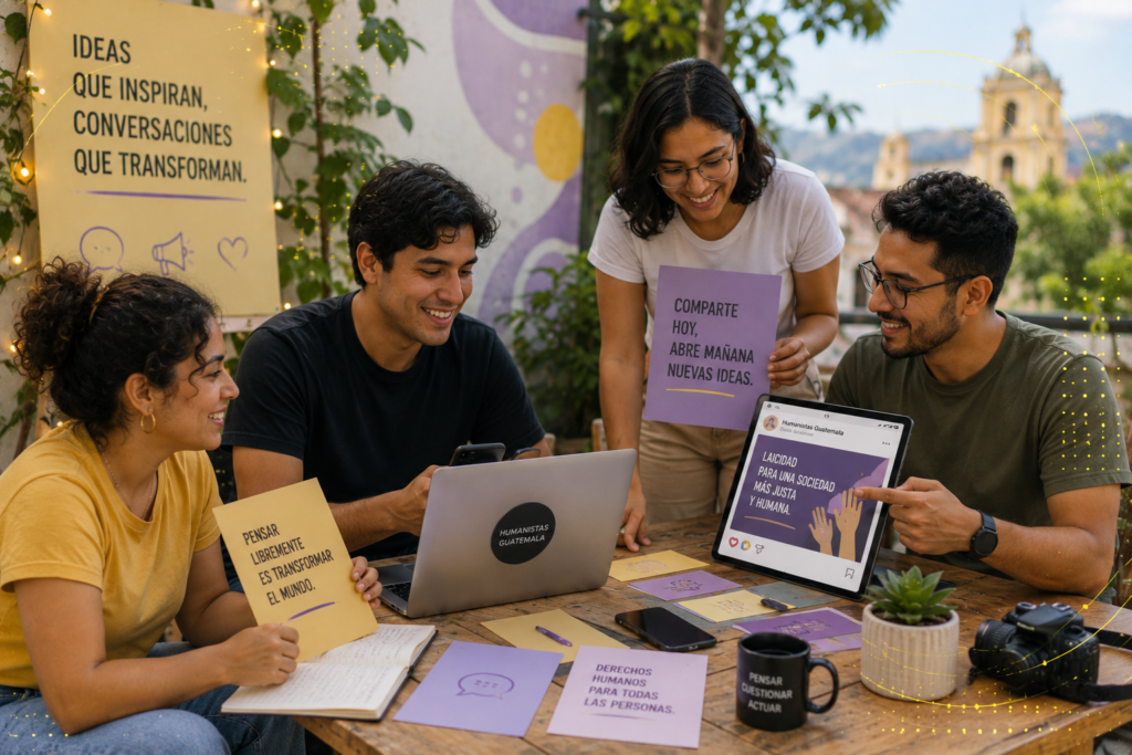 Jóvenes creando y compartiendo contenidos sobre derechos humanos, laicidad y pensamiento crítico.